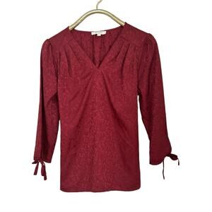 Stitch Fix Monday Fun Burgundy Satin Tie Back Blouse M